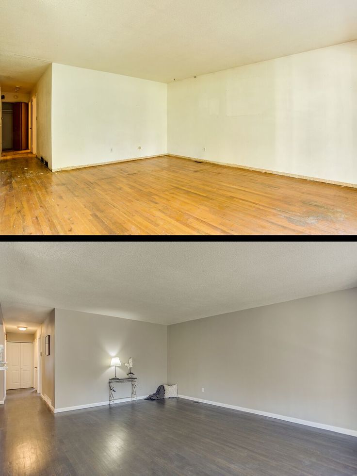 Before and after living room flooring renovation in Billings Montana.